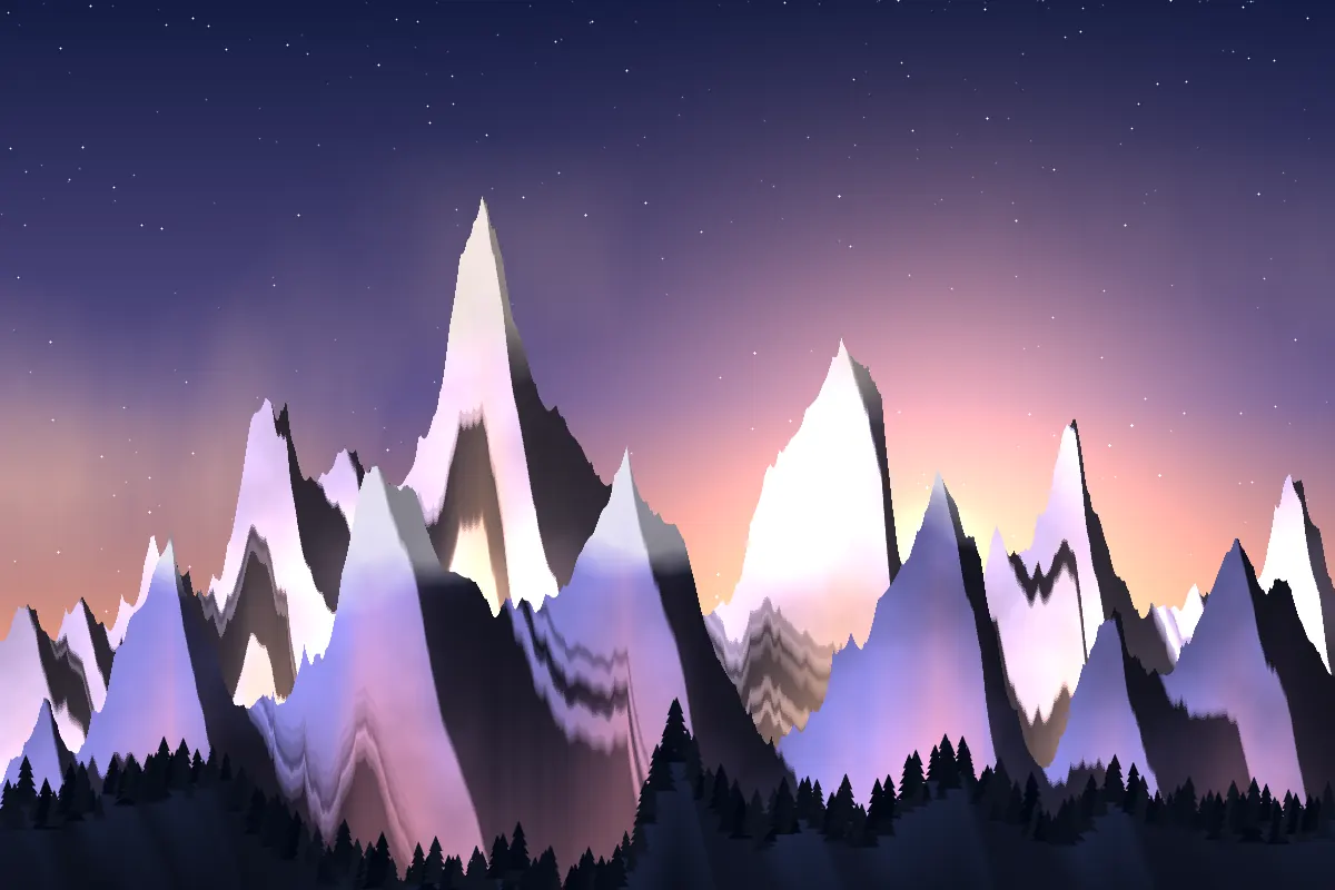 Snow-capped ridgeline at dawn